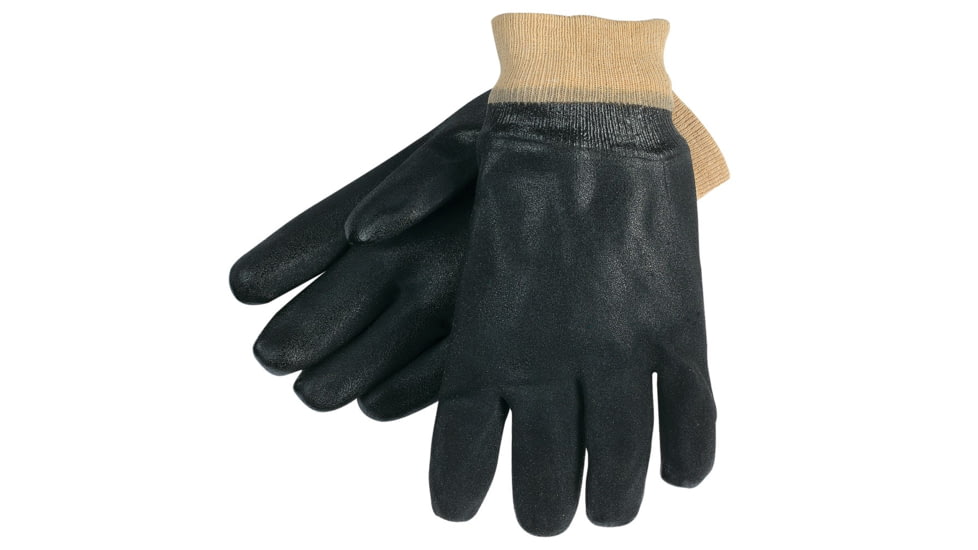 MCR Safety PVC Coated Work Gloves, Double Dipped with Sandy PVC, Soft Jersey Lining, Comfortable Knit Wrist, Black, Large, 6520SJ