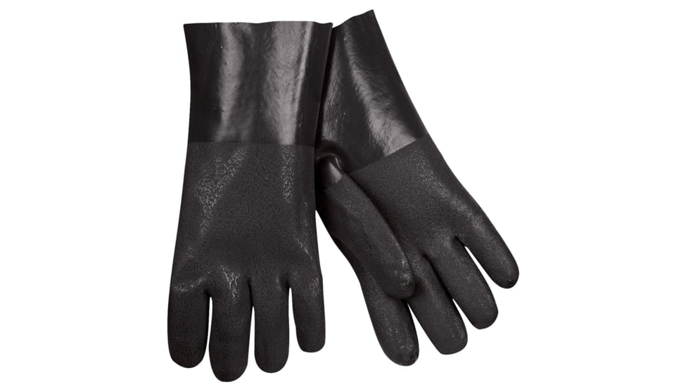 MCR Safety PVC Coated Work Gloves, Double Dipped with Textured PVC, Soft Jersey Lining, Black, Large, 6512SJ
