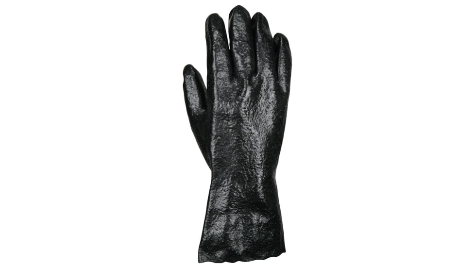 MCR Safety PVC Coated Work Gloves, Single Dipped with Rough PVC, Soft Interlock Lining, 12in Length, Black, Large, 6212R