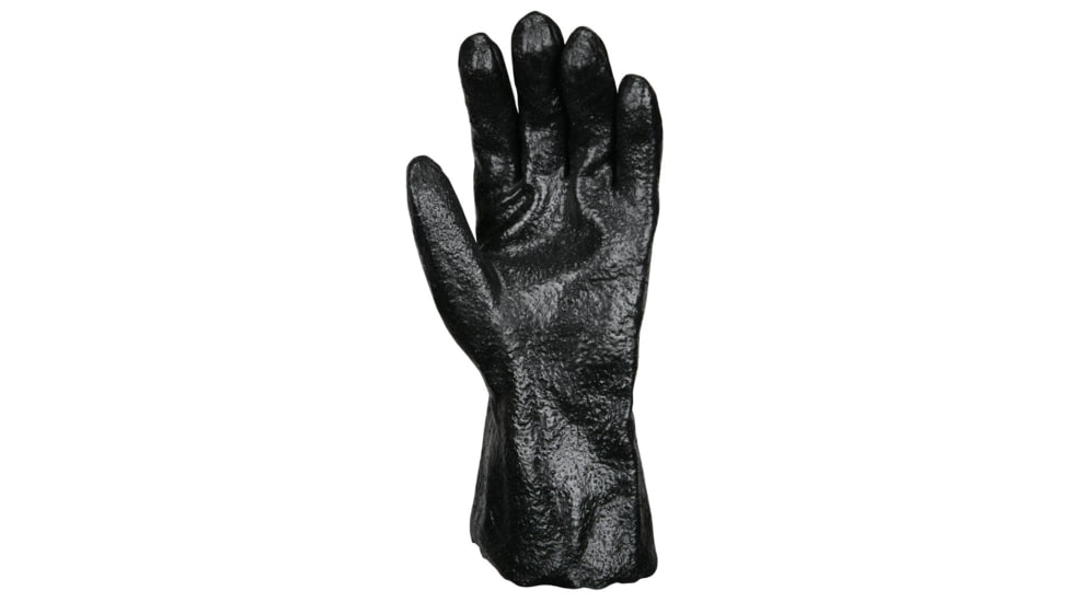 MCR Safety PVC Coated Work Gloves, Single Dipped with Rough PVC, Soft Interlock Lining, 12in Length, Black, Large, 6212R