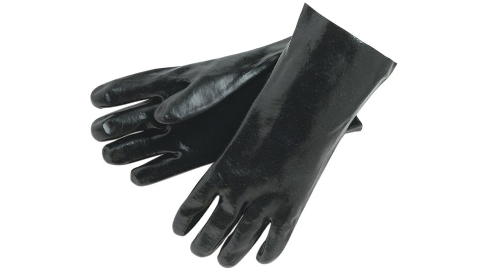 MCR Safety PVC Coated Work Gloves, Single Dipped with Smooth PVC, Soft Interlock Lining, 12in Length, Black, Large, 6212