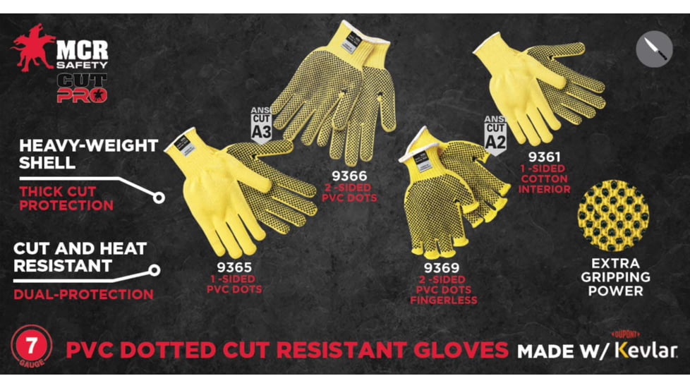 MCR Safety Reg Kevlar Dot 1side - 9365XS