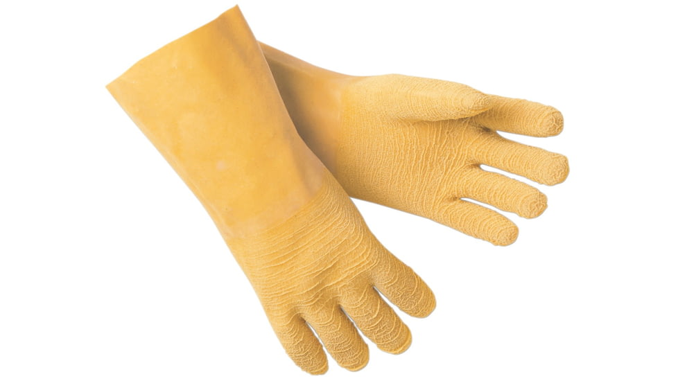 MCR Safety Rubber Coated Work Gloves, Crinkle Texture Finish, 12in Length Fully Coated, Comfortable Interlock Lining, Yellow/White, Small, 6845S