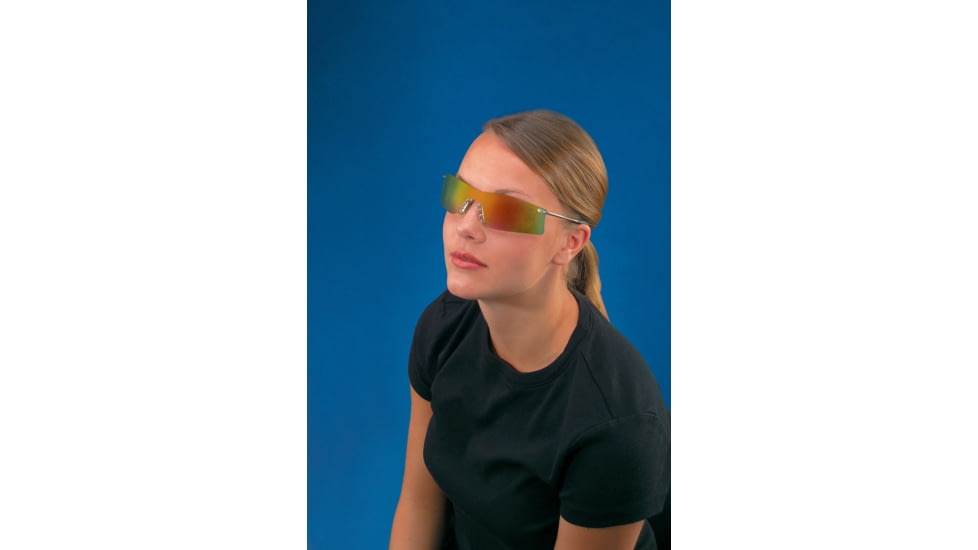 MCR Safety Rubicon T4 Series Safety Glasses with Lens Curved Frameless Lens Design, Fire Mirror, One Size, T411R