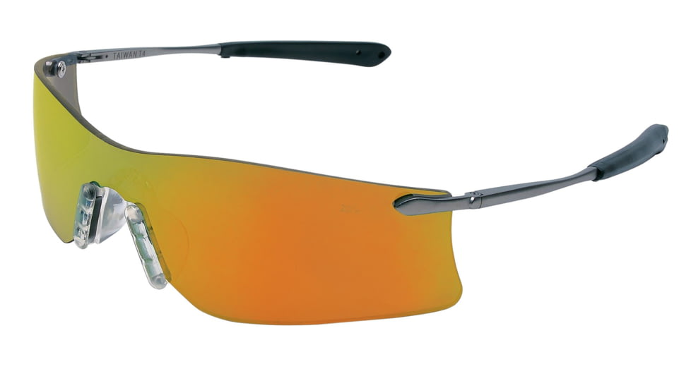 MCR Safety Rubicon T4 Series Safety Glasses with Lens Curved Frameless Lens Design, Fire Mirror, One Size, T411R