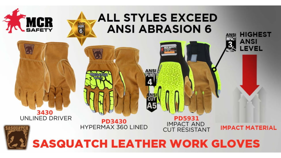 MCR Safety Sasquatch Lined Leather Driver W/impact - PD3430L