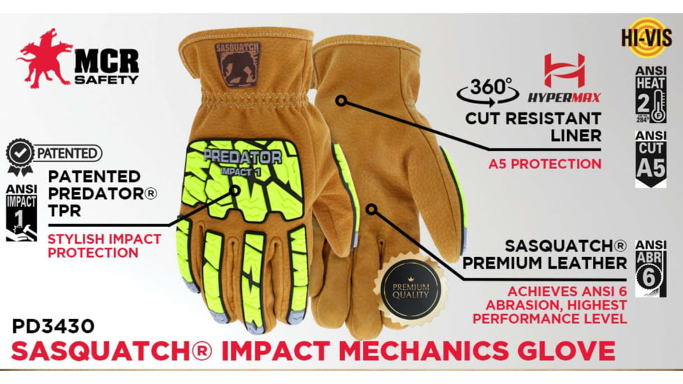 MCR Safety Sasquatch Lined Leather Driver W/impact - PD3430L