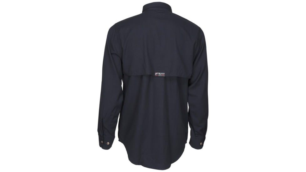 MCR Safety SBS1002MT Summit Breeze Flame Resistant Shirt, 5.5oz Inherent Blend, Long Sleeve with Vented Underarms and Back, CAT 2, Navy Blue, M, SBS1002MT