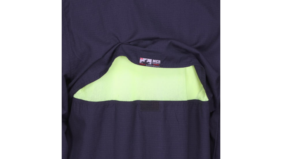 MCR Safety SBS1002MT Summit Breeze Flame Resistant Shirt, 5.5oz Inherent Blend, Long Sleeve with Vented Underarms and Back, CAT 2, Navy Blue, M, SBS1002MT