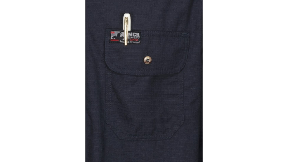 MCR Safety SBS1002MT Summit Breeze Flame Resistant Shirt, 5.5oz Inherent Blend, Long Sleeve with Vented Underarms and Back, CAT 2, Navy Blue, M, SBS1002MT
