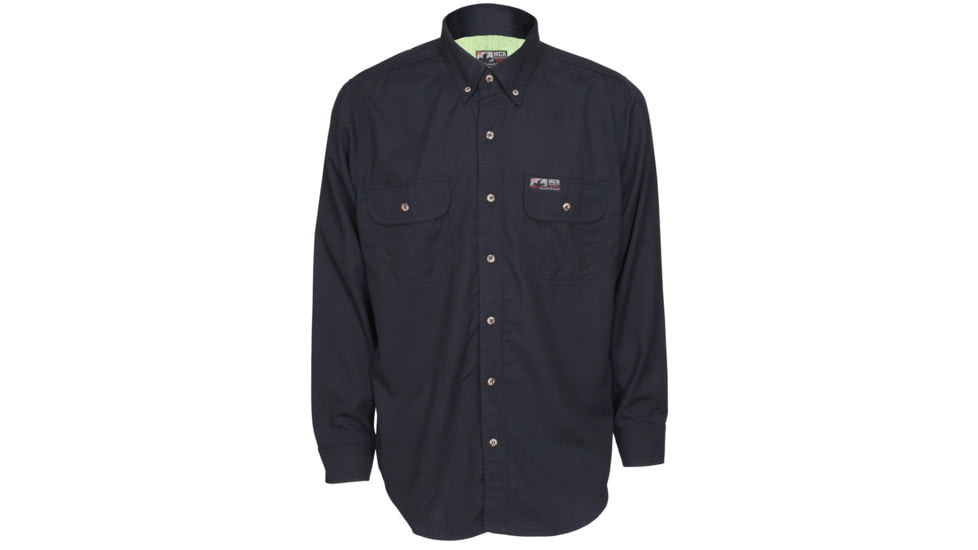 MCR Safety SBS1002MT Summit Breeze Flame Resistant Shirt, 5.5oz Inherent Blend, Long Sleeve with Vented Underarms and Back, CAT 2, Navy Blue, M, SBS1002MT