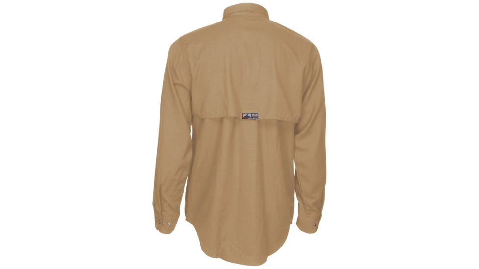 MCR Safety Summit Breeze Flame Resistant Shirt, 5.5oz Inherent Blend, Long Sleeve with Vented Underarms and Back, CAT 2, Tan, S, SBS1003S