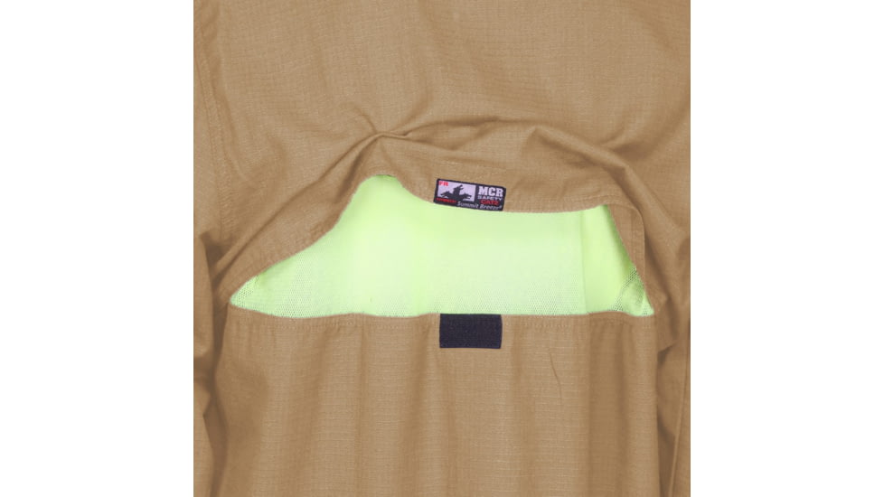 MCR Safety Summit Breeze Flame Resistant Shirt, 5.5oz Inherent Blend, Long Sleeve with Vented Underarms and Back, CAT 2, Tan, S, SBS1003S