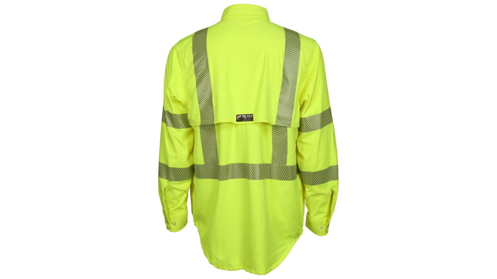MCR Safety Summit Breeze Class 3 Flame Resistant Shirt, 5.5oz Inherent Blend, Long Sleeve with Vented Underarms and Back, CAT 2, Fluorescent Lime, S, SBS1027S