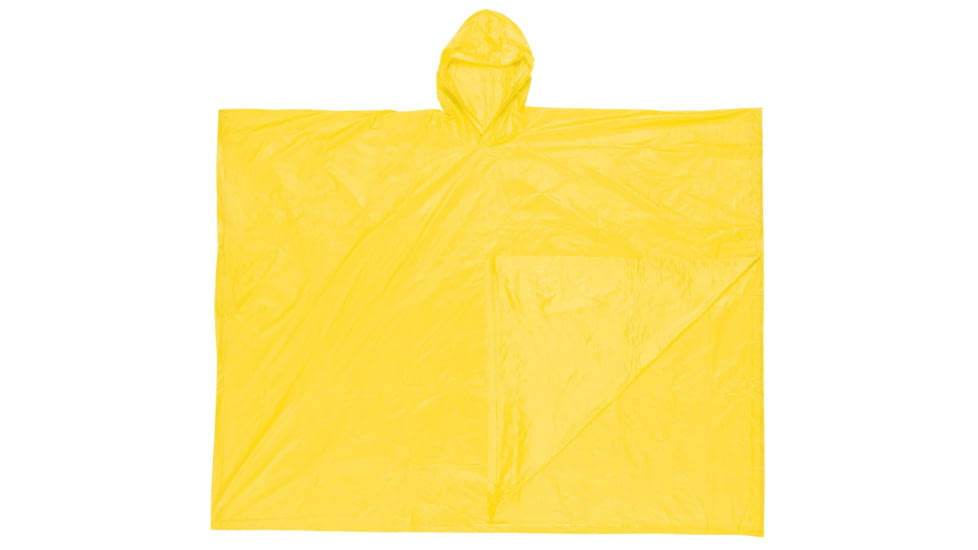 MCR Safety Schooner Disposable Rain Poncho, .10mm PVC, Attached Hood, Tote Pouch, Yellow, One Size, O40