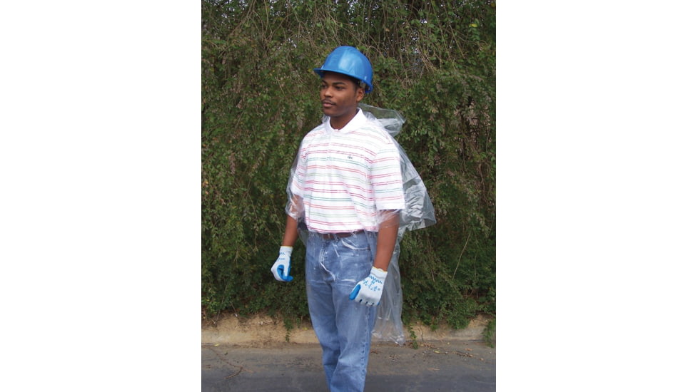MCR Safety Schooner Jr. Disposable Rain Poncho, .02mm Polyethylene, Attached Hood, Tote Pouch, Clear, One Size, O22