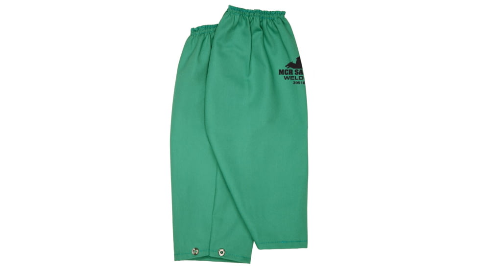 MCR Safety Sleeves, Snap At Wrist and Elastic at Upper Arm, 18in, 9oz Treated Cotton, Green, One Size, 39518