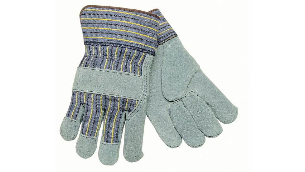 MCR Safety Split Leather Palm Work Gloves, 2.5in Plasticized Cuff, Foam Insulated Full Sock Lining, Gray, Large, 1450L