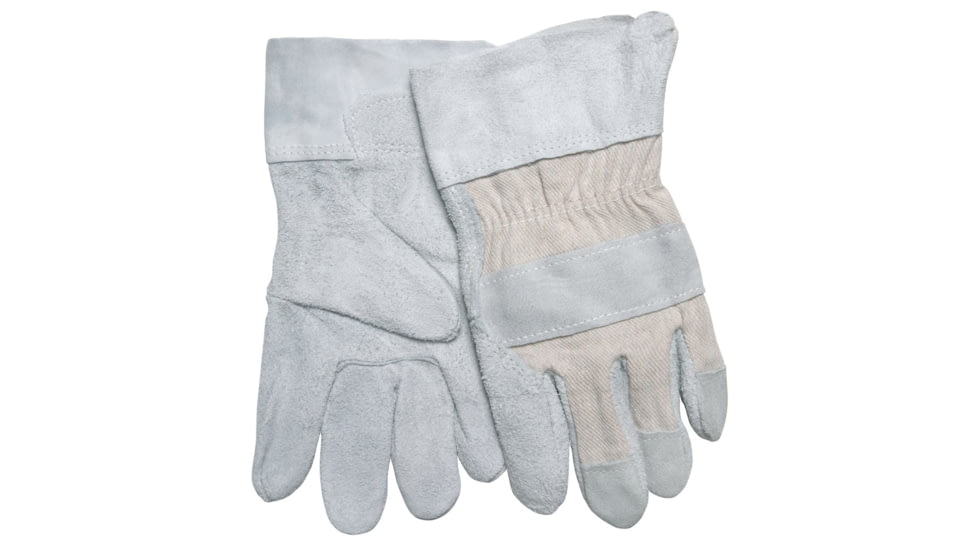 MCR Safety Split Leather Palm Work Gloves, C Grade Shoulder Leather, 2.5in Leather Safety Cuff, Gray, Large, 1240