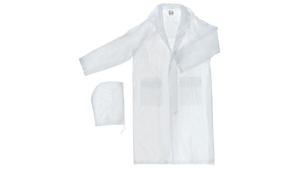 MCR Safety Squall Series 2 Piece Waterproof Clear Rain Coat, .20mm PVC, Detachable Hood, Clear, L, O72CL