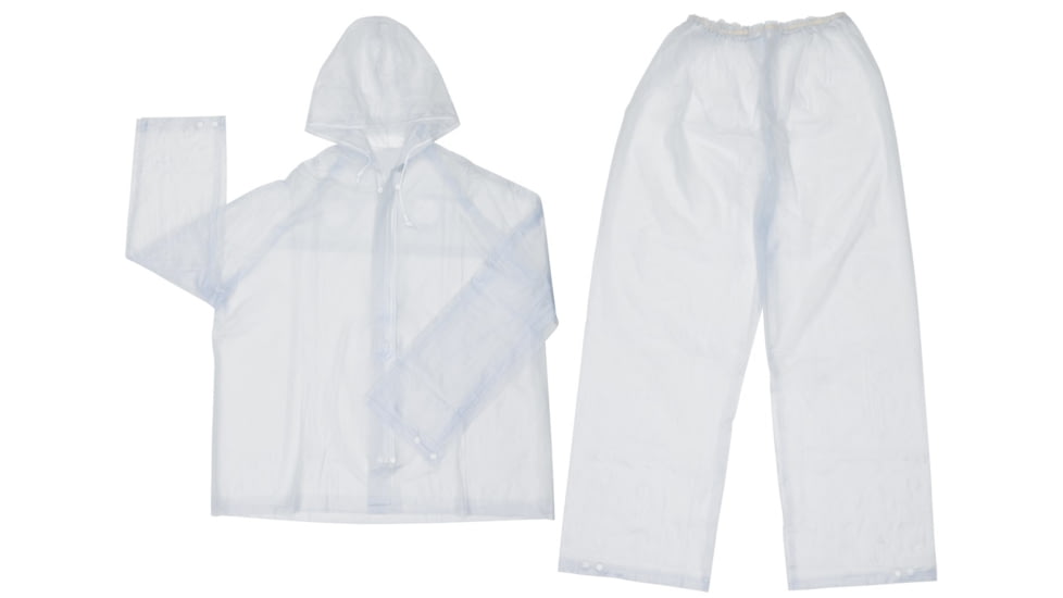 MCR Safety Squall Series 2 Piece Waterproof Clear Rain Suit - Rain Jacket with Attached Hood, Elastic Waist Rain Pants, .20mm PVC, Clear, XL, O722XL