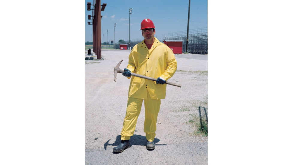 MCR Safety Squall Series 3 Piece Waterproof Rain Suit - Jacket, Detachable Hood and Bib Pants, .20mm PVC Rainwear, Yellow, 4X, O703X4