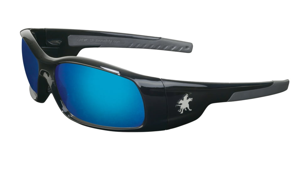 MCR Safety SR118B Swagger SR1 Series Safety Glasses, Soft Non-Slip Nose Piece and Temples, Blue Diamond Mirror, One Size, SR118B