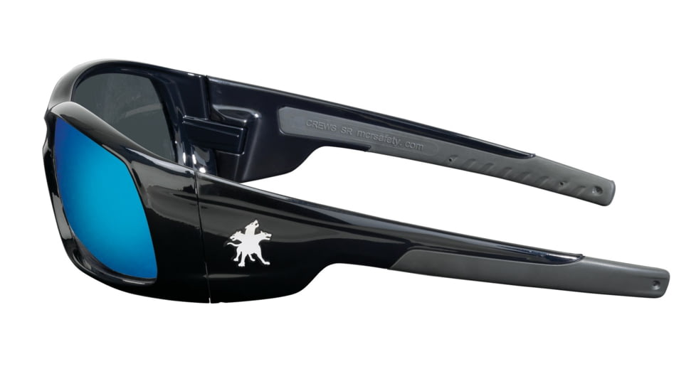 MCR Safety SR118B Swagger SR1 Series Safety Glasses, Soft Non-Slip Nose Piece and Temples, Blue Diamond Mirror, One Size, SR118B