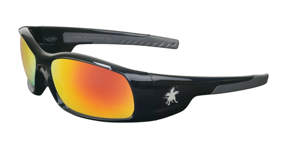 MCR Safety SR11R Swagger SR1 Series Safety Glasses, Soft Non-Slip Nose Piece and Temples, Fire Mirror, One Size, SR11R