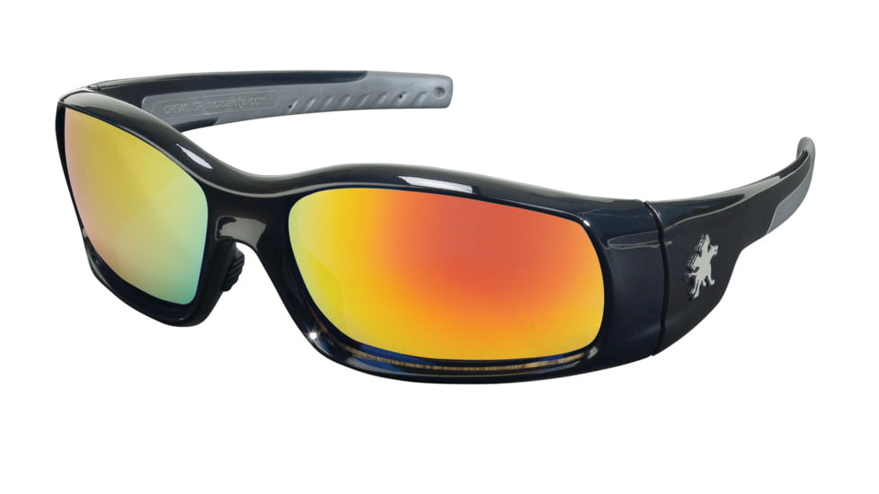 MCR Safety SR11R Swagger SR1 Series Safety Glasses, Soft Non-Slip Nose Piece and Temples, Fire Mirror, One Size, SR11R