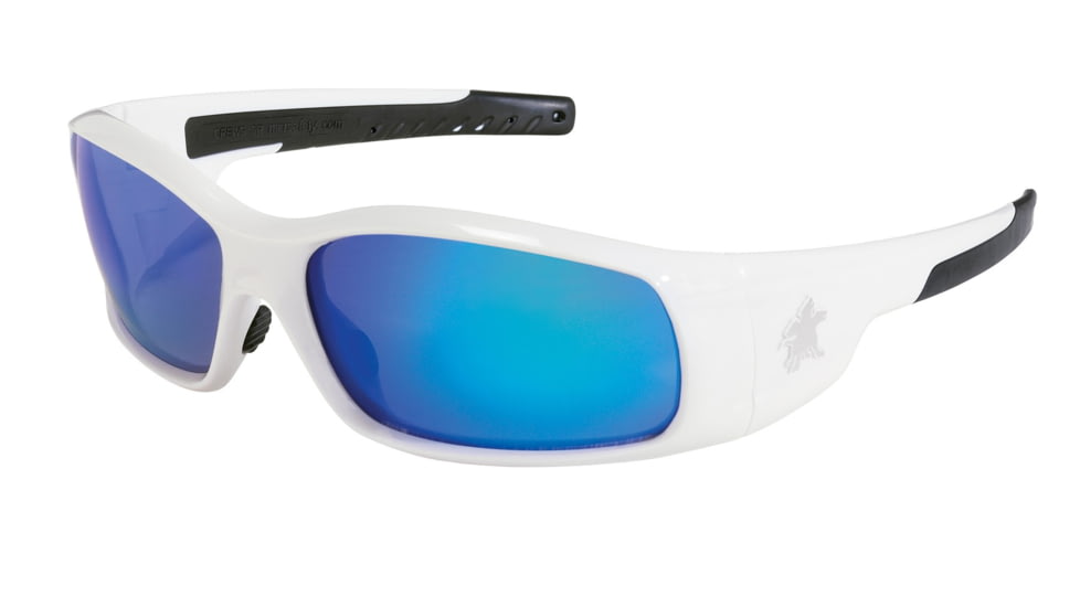 MCR Safety SR128B Swagger SR1 Series Safety Glasses, Soft Non-Slip Nose Piece and Temples, Blue Diamond Mirror, One Size, SR128B