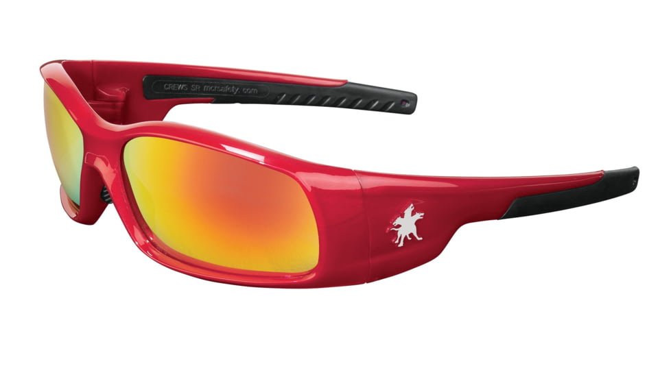 MCR Safety SR13R Swagger SR1 Series Safety Glasses, Soft Non-Slip Nose Piece and Temples, Fire Mirror, One Size, SR13R