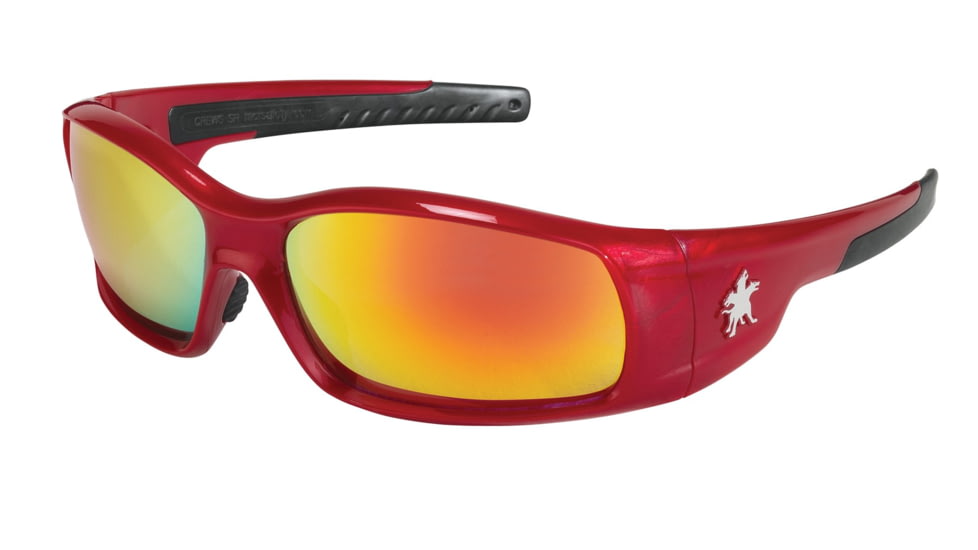 MCR Safety SR13R Swagger SR1 Series Safety Glasses, Soft Non-Slip Nose Piece and Temples, Fire Mirror, One Size, SR13R