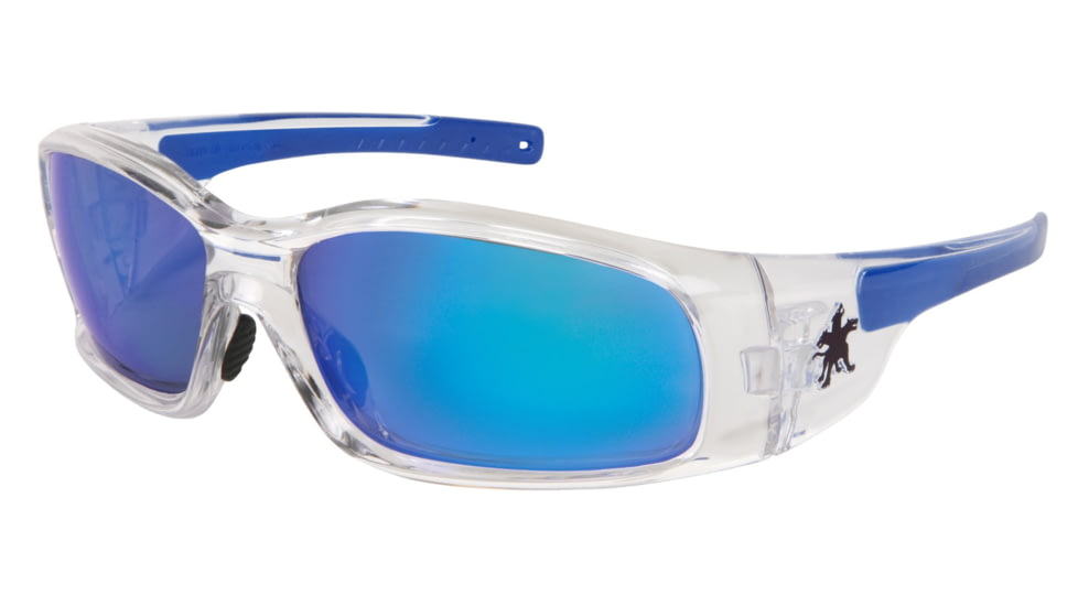 MCR Safety SR148B Swagger SR1 Series Safety Glasses, Soft Non-Slip Nose Piece and Temples, Blue Diamond Mirror, One Size, SR148B