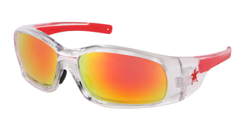 MCR Safety SR14R Swagger SR1 Series Safety Glasses, Soft Non-Slip Nose Piece and Temples, Fire Mirror, One Size, SR14R
