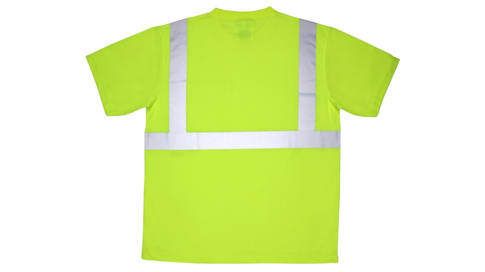 MCR Safety STSCL2MLX4 Hi Vis Safety Work T-Shirts, Soft Poly Birdseye Mesh, Short Sleeve and Tagless Design, ANSI 107 Type R Class 2, Fluorescent Lime, 4X, STSCL2MLX4