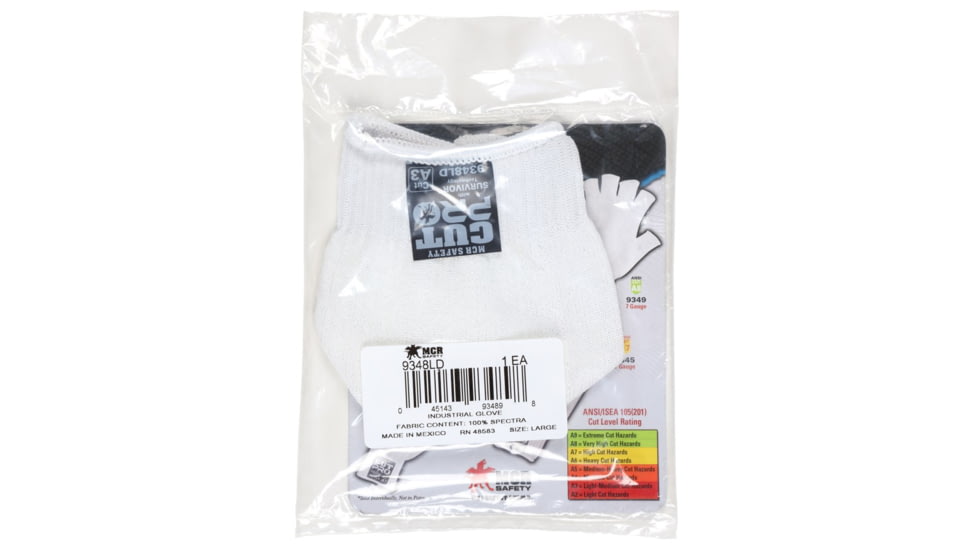 MCR Safety Survivor 13 Gauge Cut Resistant Work Gloves, Light Weight and Cool, White, Small, 9348SD