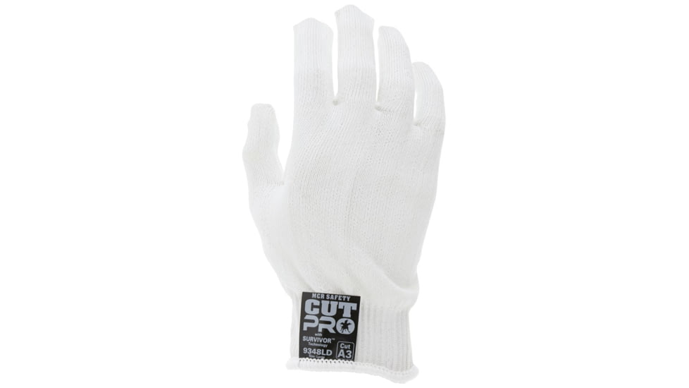 MCR Safety Survivor 13 Gauge Cut Resistant Work Gloves, Light Weight and Cool, White, Small, 9348SD