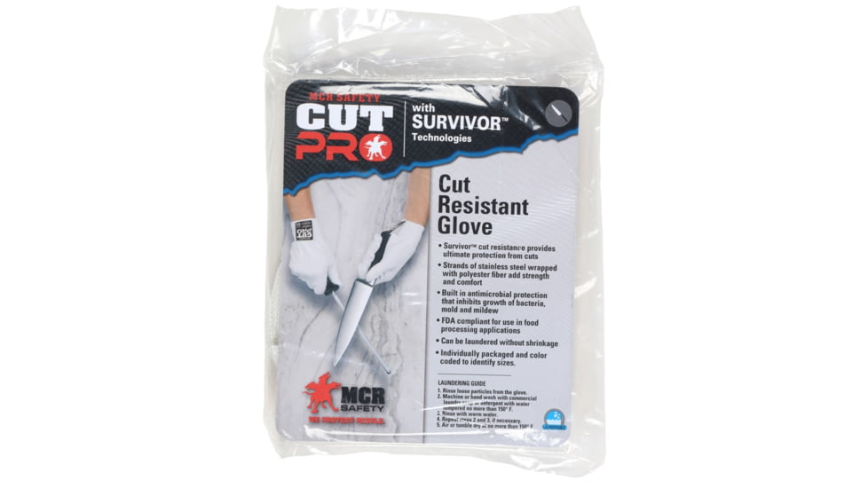 MCR Safety Survivor 7 Gauge Regular Weight Cut Resistant Work Gloves, Light Weight and Cool, White, X - Small, 9345XSD