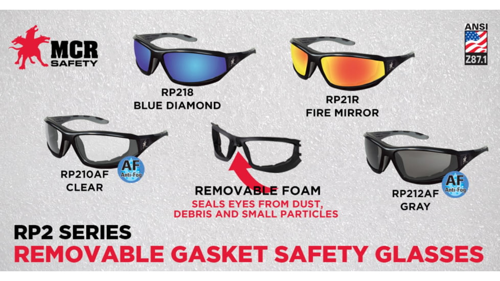 MCR Safety Swagger RP2 Series Safety Glasses, Foam Lined Lenses, Fire Mirror, One Size, RP21R