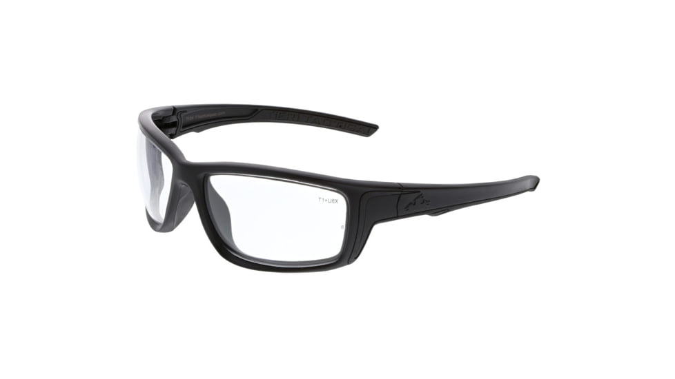 MCR Safety Tier1 T124 Tactical Gear Safety Glasses, Matte Black Frame, Clear MAX6 Superior Anti-Fog Lens, One Size, T12410P