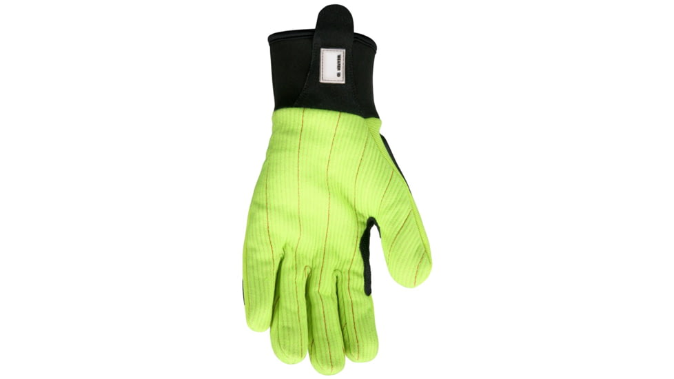 MCR Safety UltraTech Mechanics Hi-Vis Heat and Abrasion Resistant Gloves, Corded Cotton Double Palm, TPR Back of Hand Protection, Hi-Vis Lime/Black, Large, MC504L