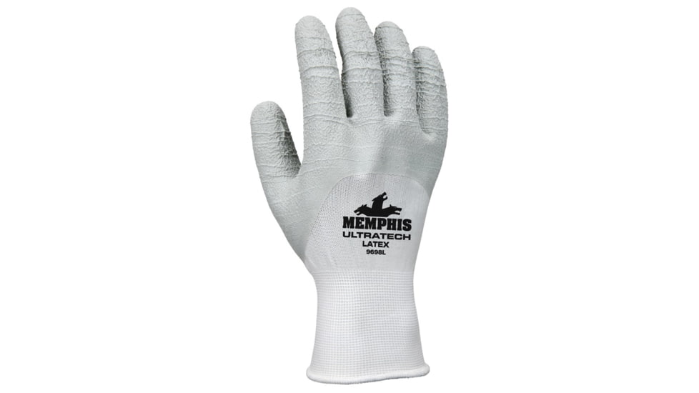 MCR Safety UltraTech Work Gloves, 13 Gauge Nylon Shell, Gray/White, Large, 9698L