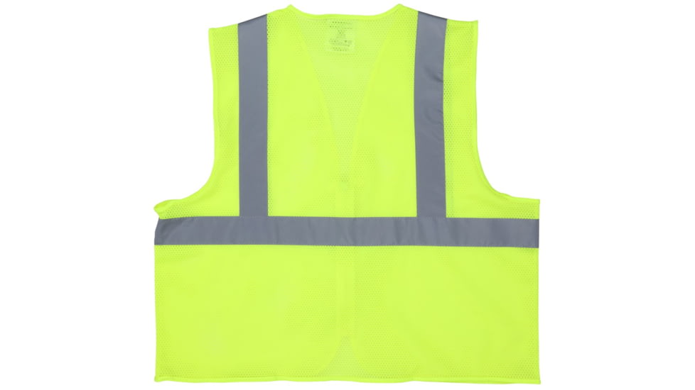 MCR Safety V2CL2MLZX2 Hi Vis Reflective Safety Vest, ANSI Type R Class 2, Mesh with 2in Silver Stripes, Zipper Front Closure, Fluorescent Lime, 2X, V2CL2MLZX2