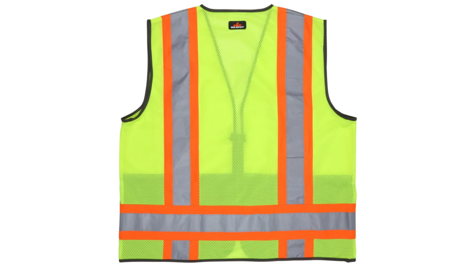 MCR Safety WCCL2MLSZM Hi Vis Reflective Safety Vest, ANSI Type R Class 2, 4in Silver Stripes, Zipper Front Closure, Fluorescent Lime, M, WCCL2MLSZM
