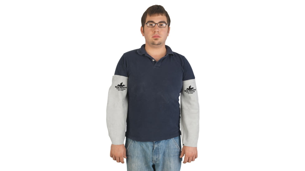 MCR Safety Welding Leather Sleeve with Snaps, 18in, Gray, One Size, 38418MW