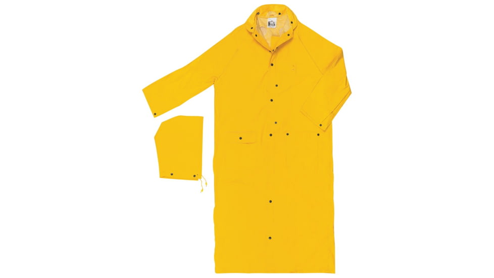 MCR Safety Wizard Series Waterproof PVC Long Rain Coat, .28 mm PVC/Nylon/PVCRainwear, Detachable Hood, Yellow, 2X, 360CX2