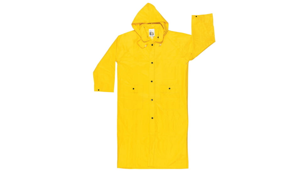 MCR Safety Wizard Series Waterproof Raincoat, .28 mm PVC/Nylon/PVC, Detachable Hood, Yellow, XL, 300CXL