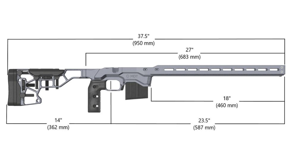 MDT ACC Chassis System, CZ 455 - 22LR / 17HMR, Right Position, Cerakote Tactical Grey, 104305-GRY