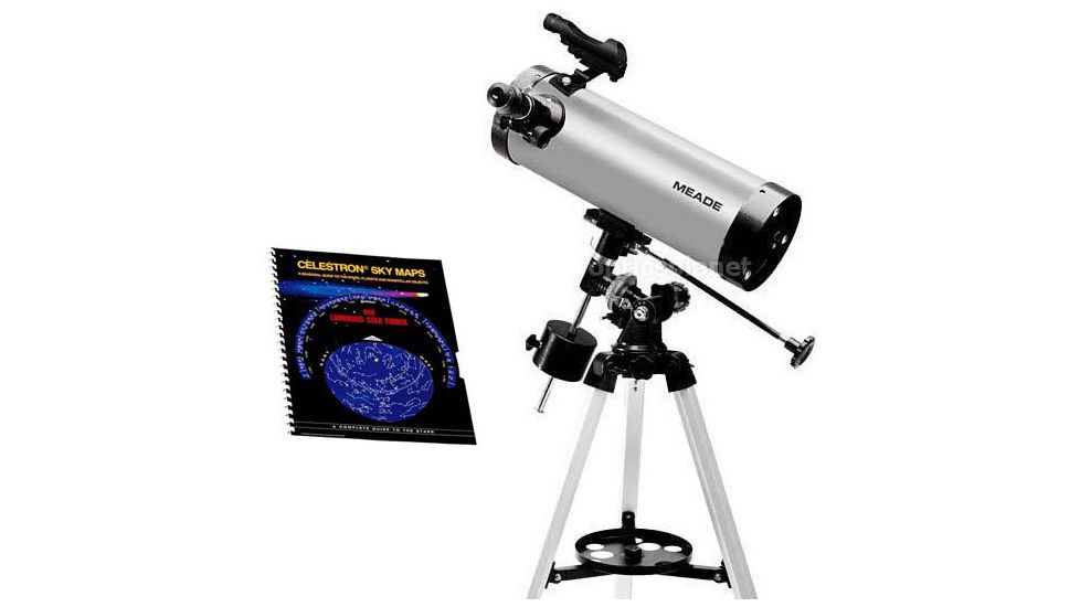 Meade 114EQ-ASTR Equatorial Reflector Telescope - 04066 with Celestron Sky Maps Chart 93722